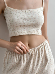 Ribbed strappy top smooth knit pink rose