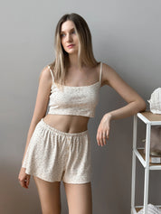Ribbed strappy top smooth knit pink rose