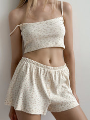 Ribbed strappy top smooth knit pink rose