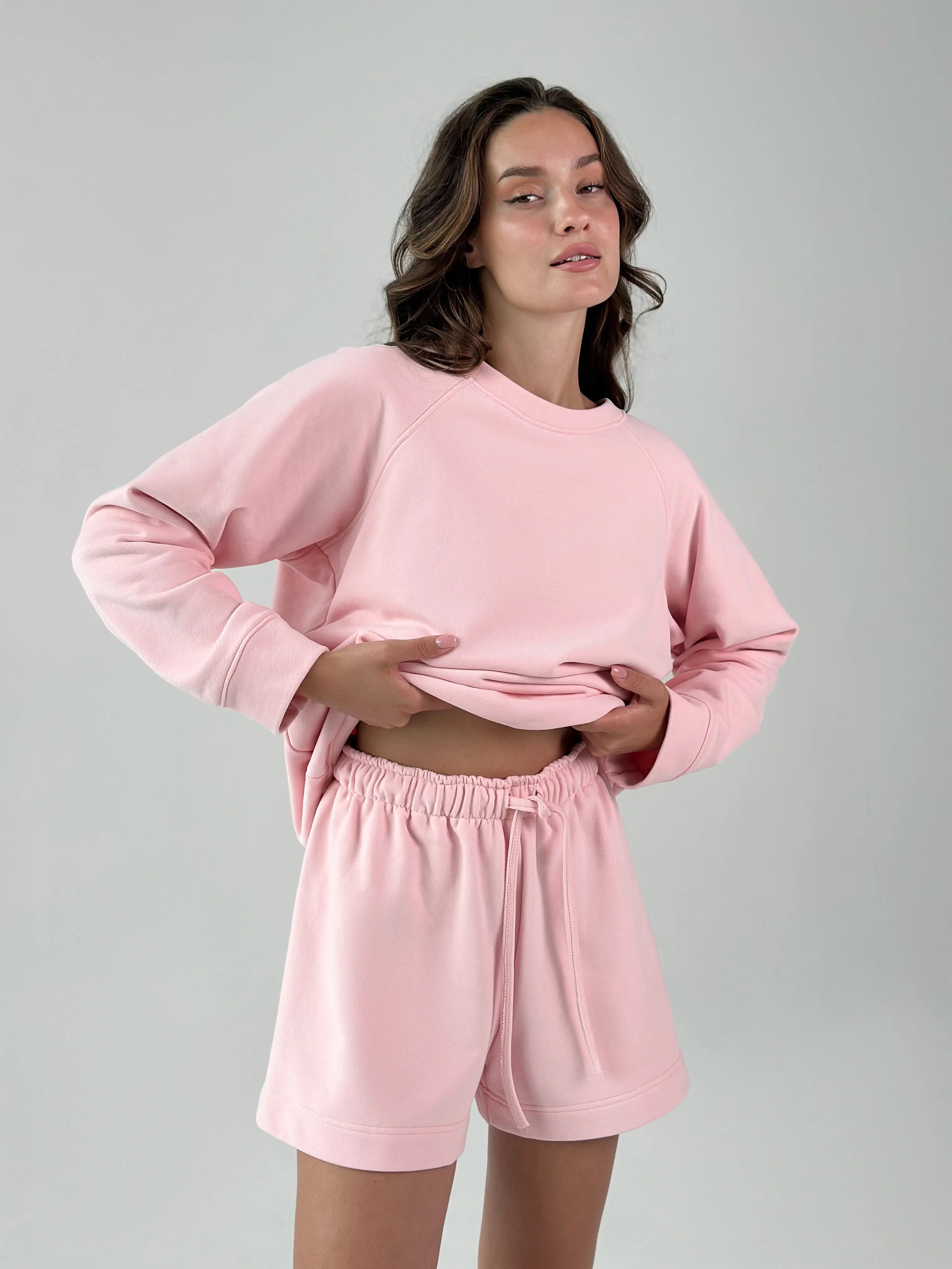 Cotton Sweatshirt knitwear 3-ply pink