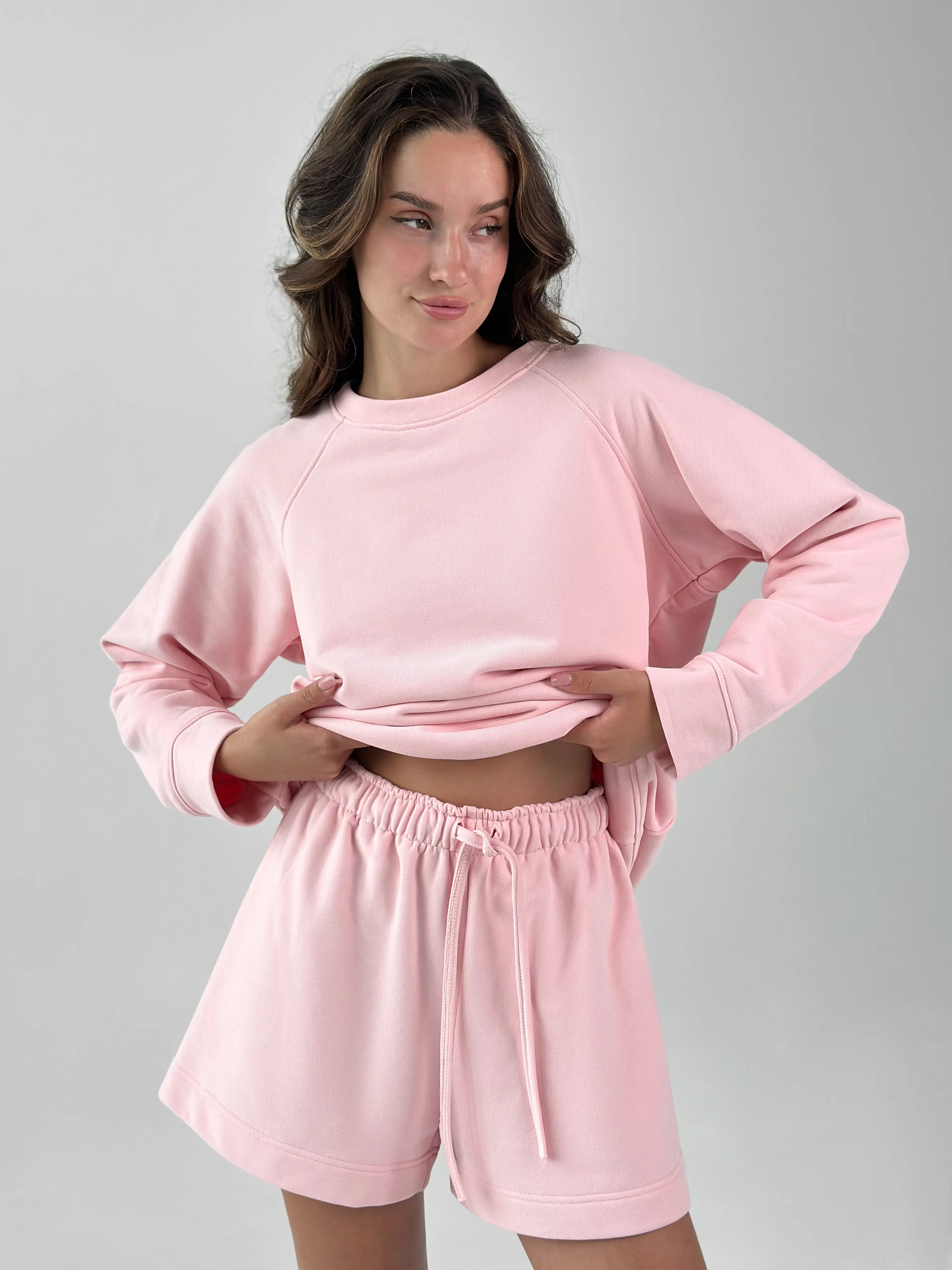 Cotton Sweatshirt knitwear 3-ply pink