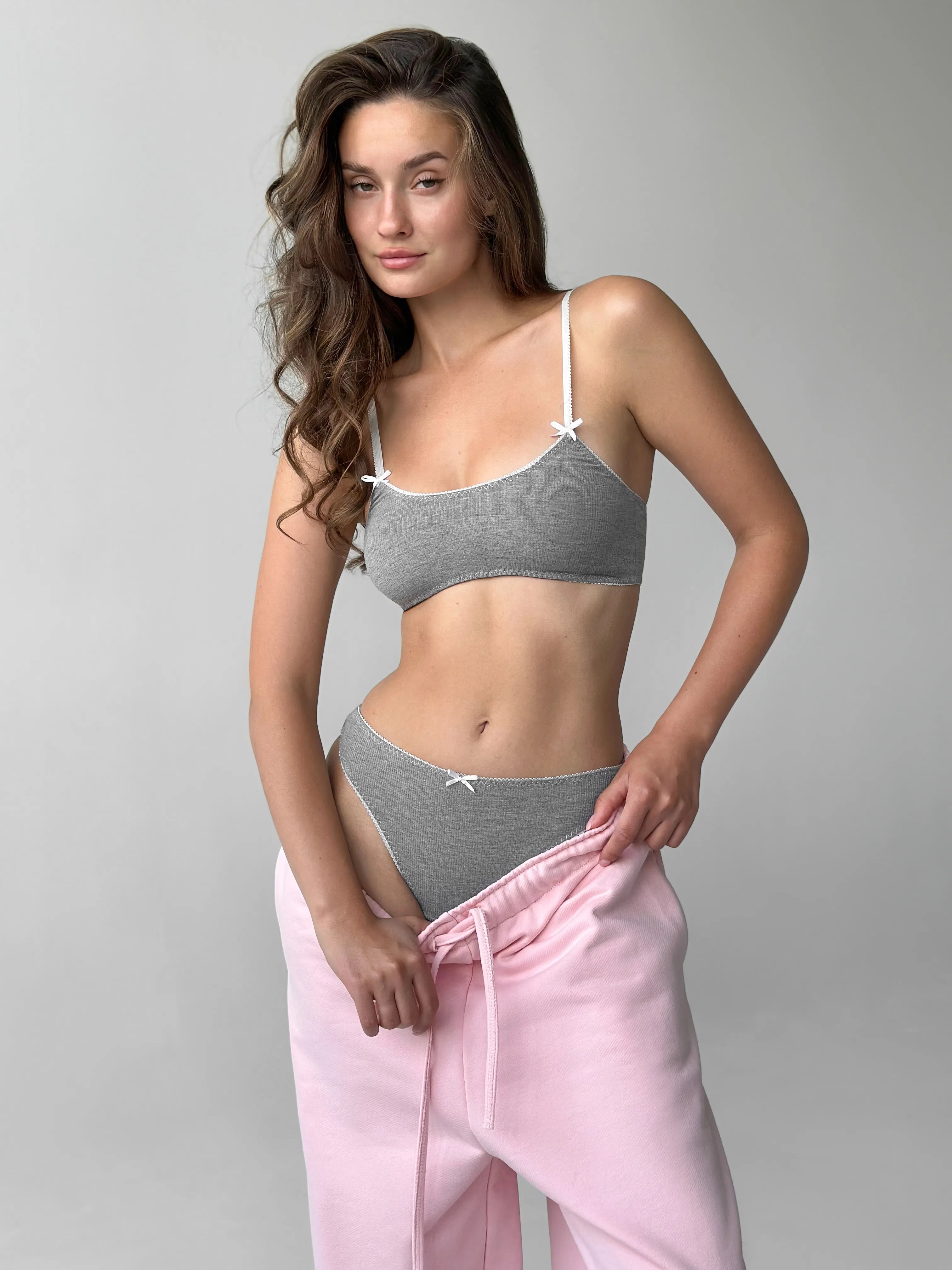 Cotton Pants knitwear 3-thread pink