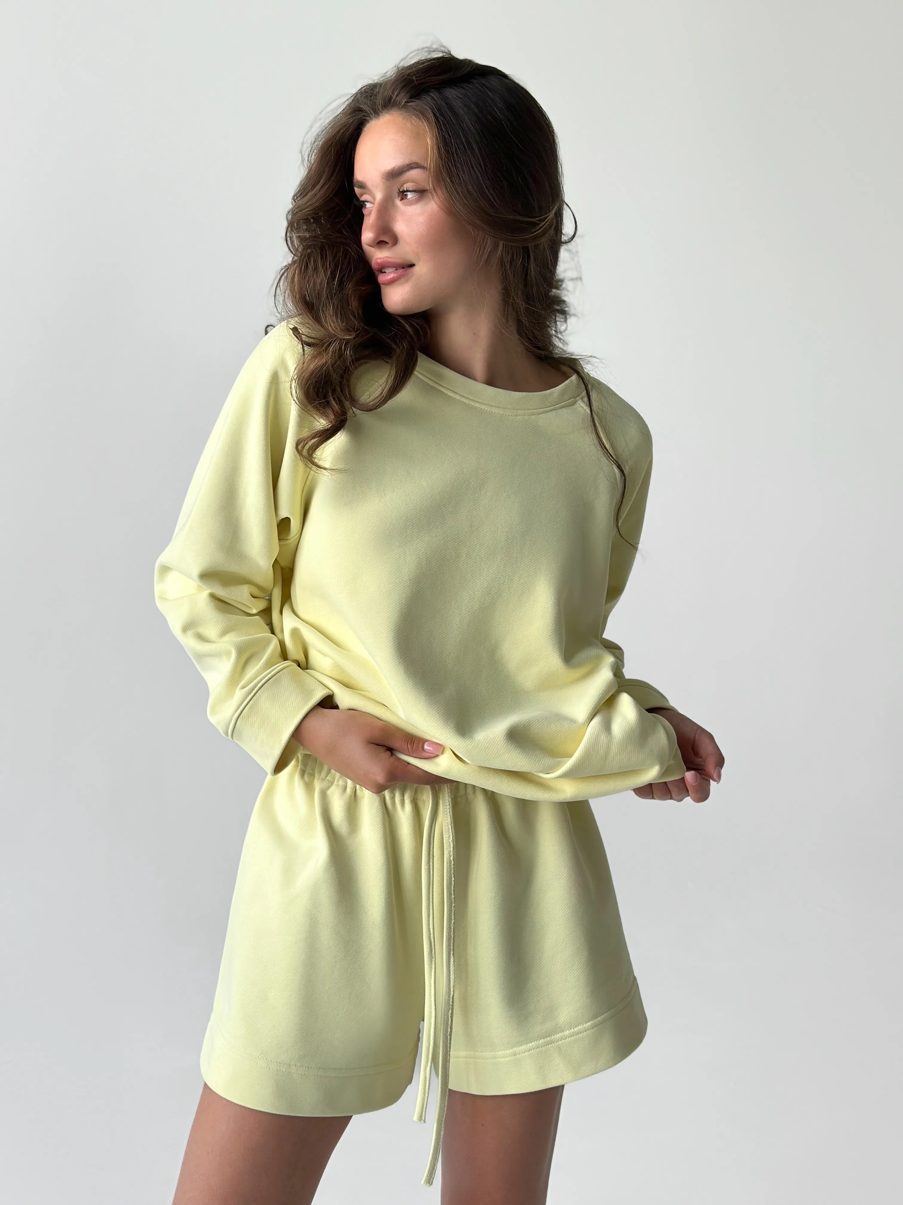 Cotton Sweatshirt knitwear 3-thread lemon