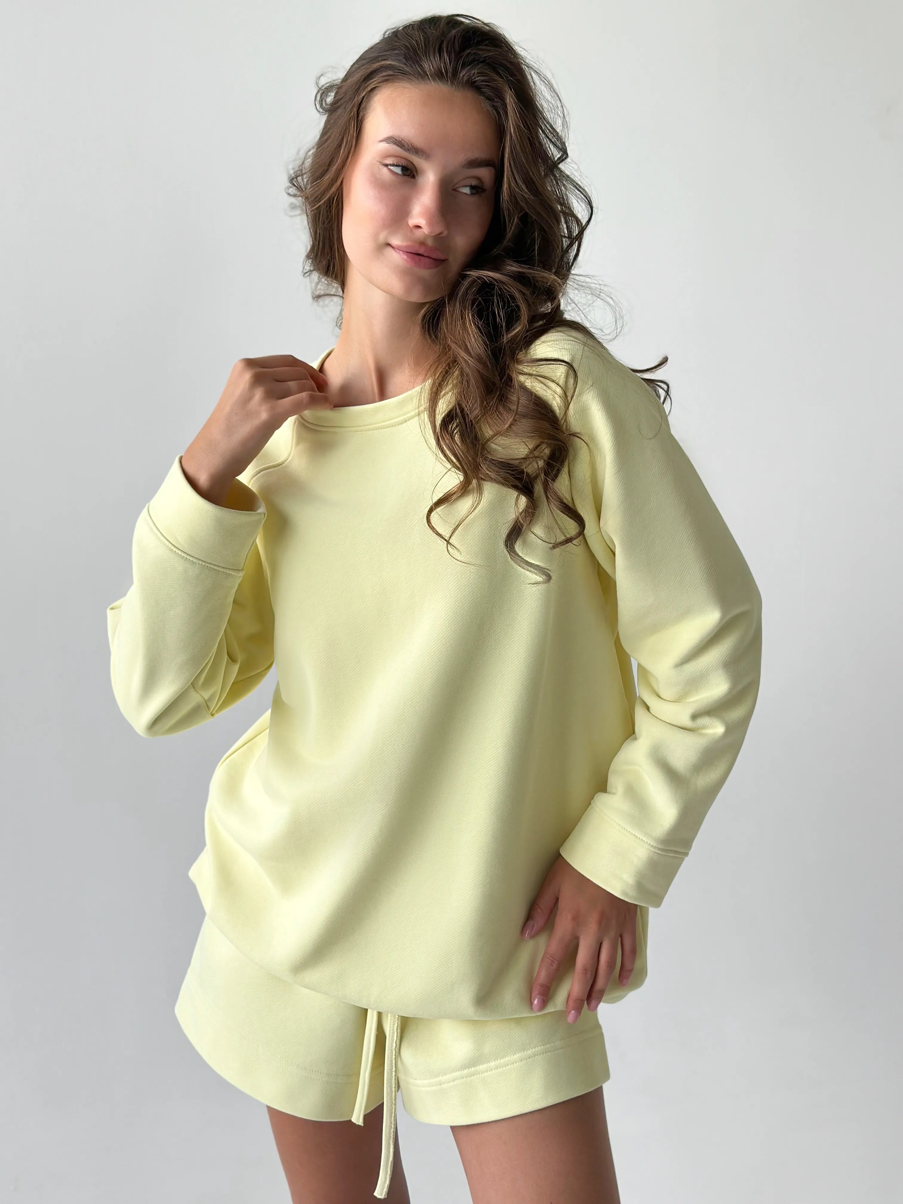 Cotton Sweatshirt knitwear 3-thread lemon
