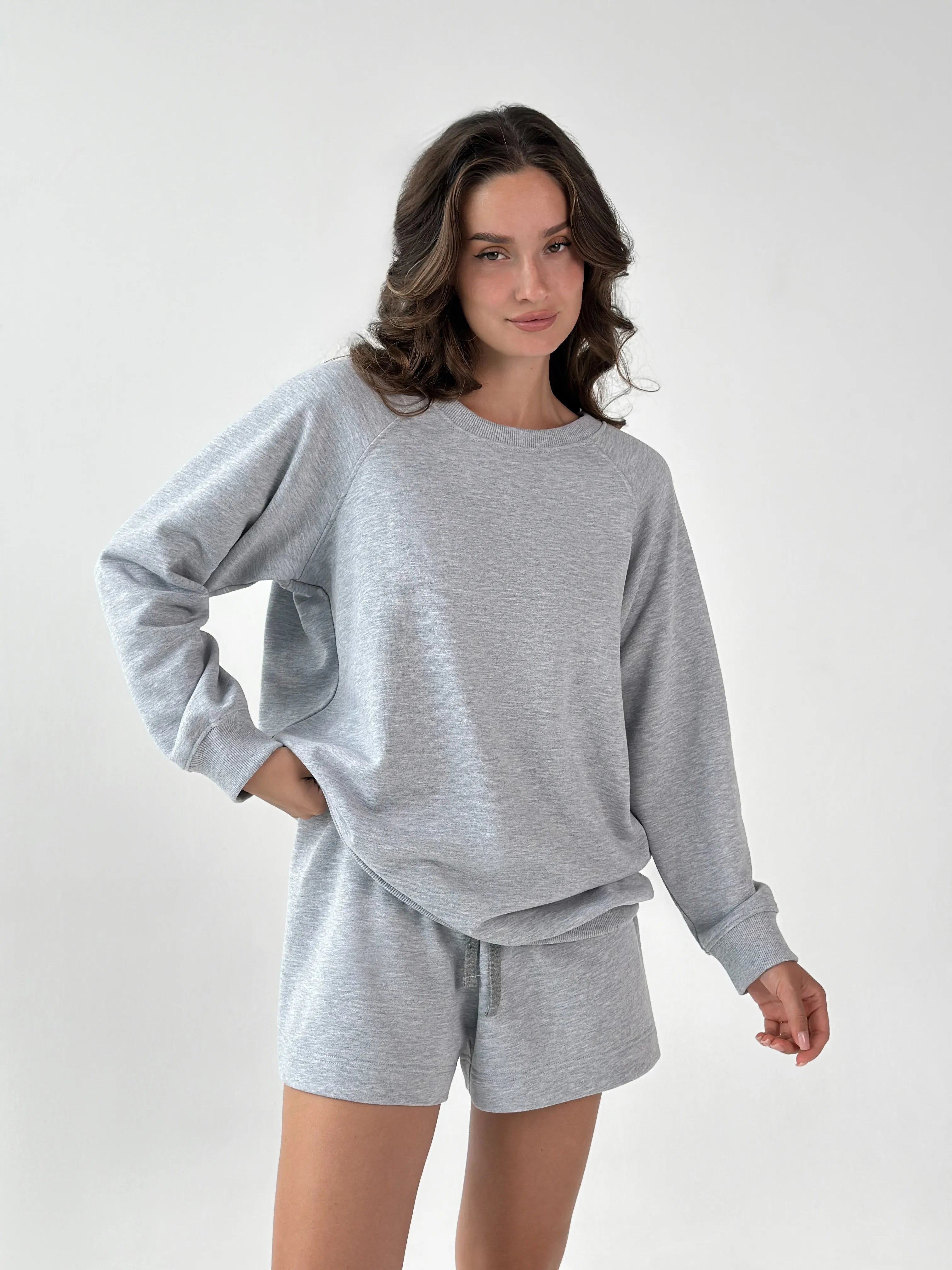 Cotton Sweatshirt knitwear 3-thread gray