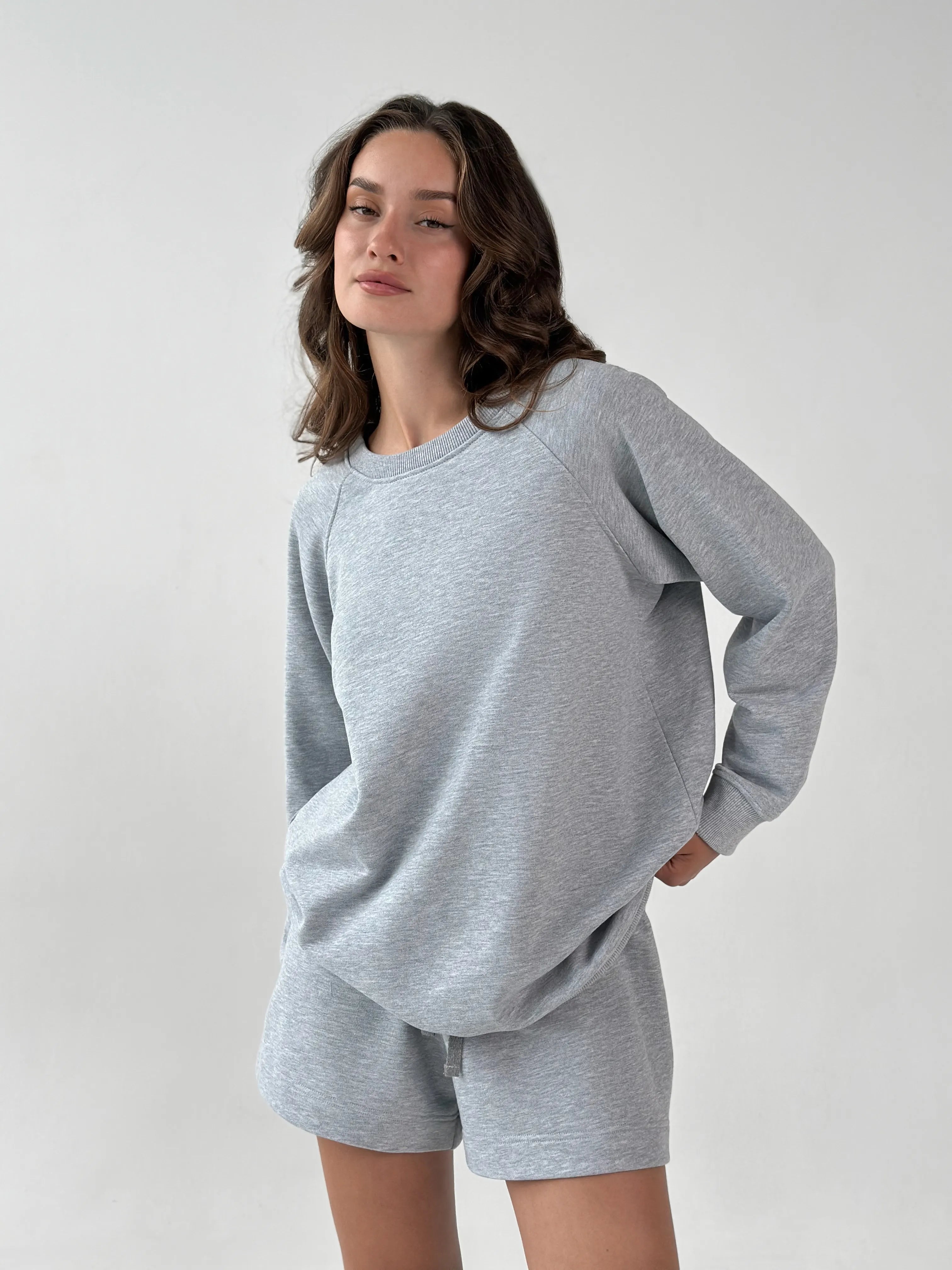 Cotton Sweatshirt knitwear 3-thread gray