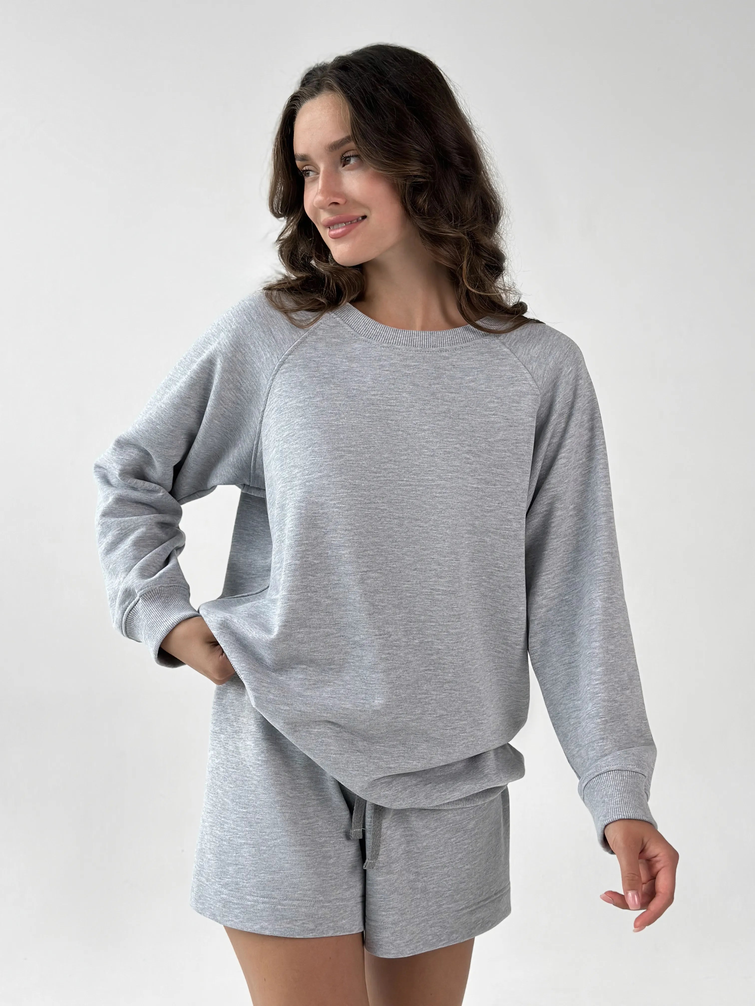 Cotton Sweatshirt knitwear 3-thread gray