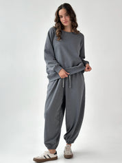 Cotton Pants knitwear 3-thread graphite
