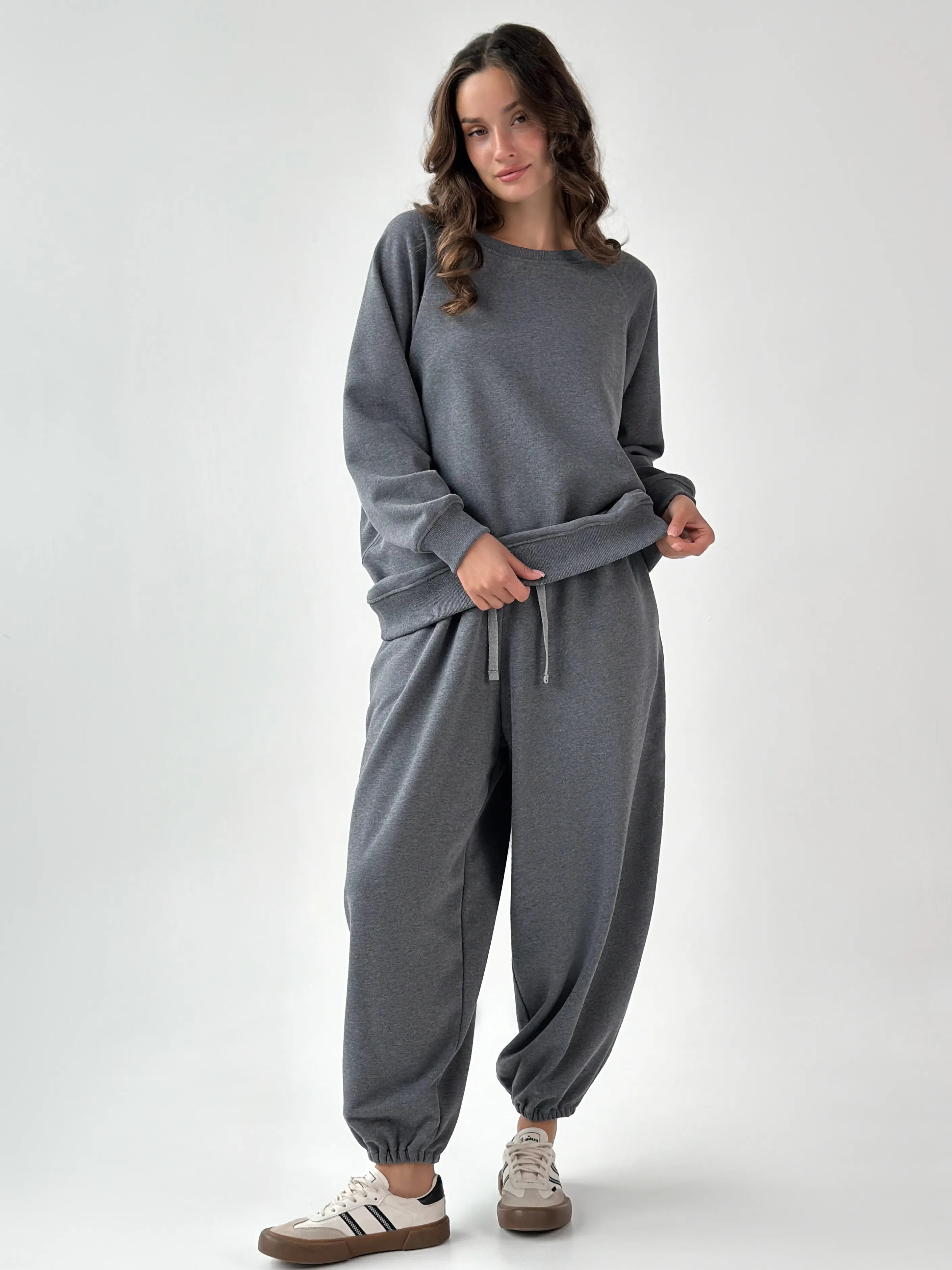 Cotton Sweatshirt knitwear 3-thread graphite