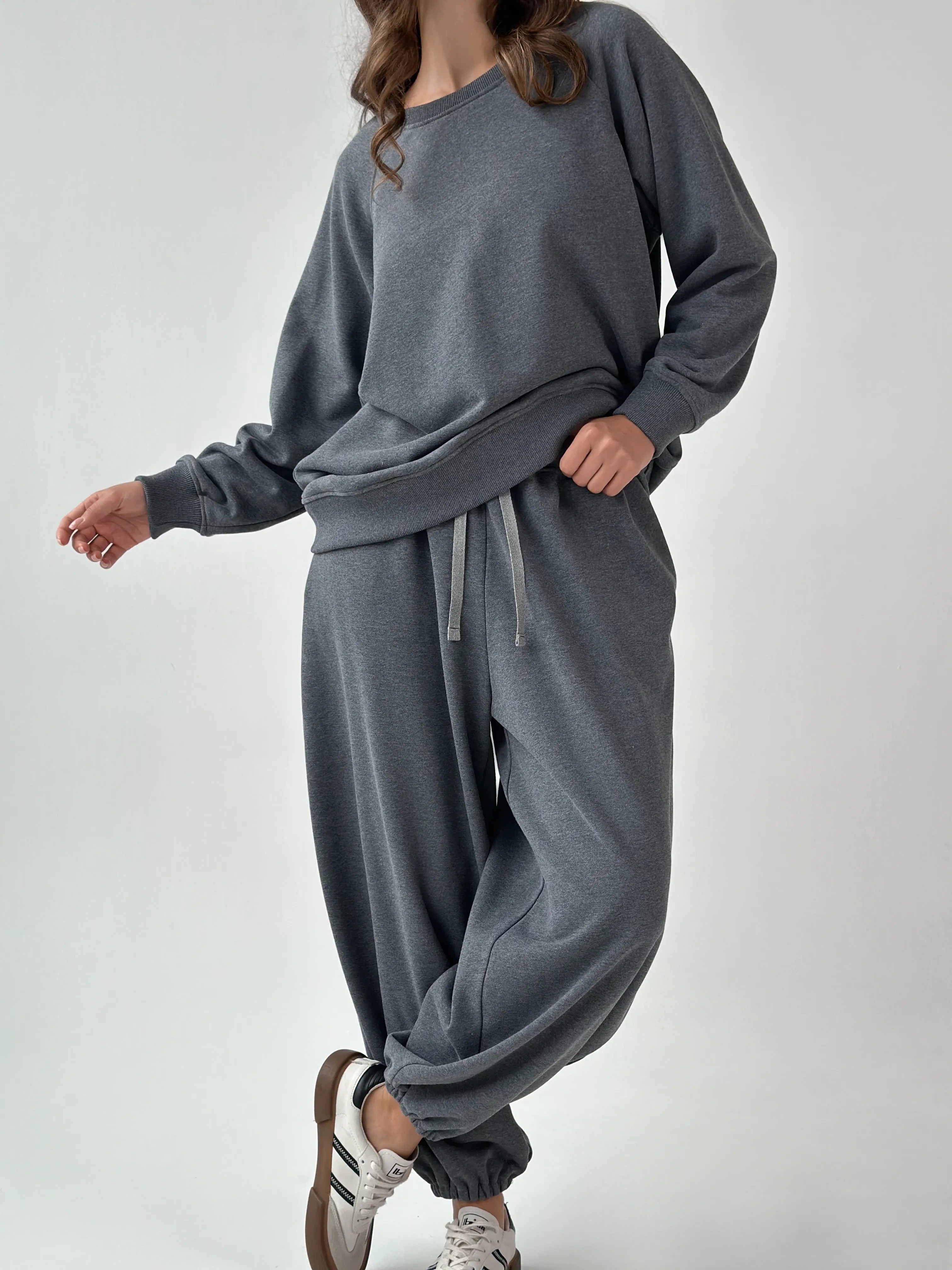 Cotton Sweatshirt knitwear 3-thread graphite
