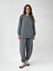 Cotton Pants knitwear 3-thread graphite