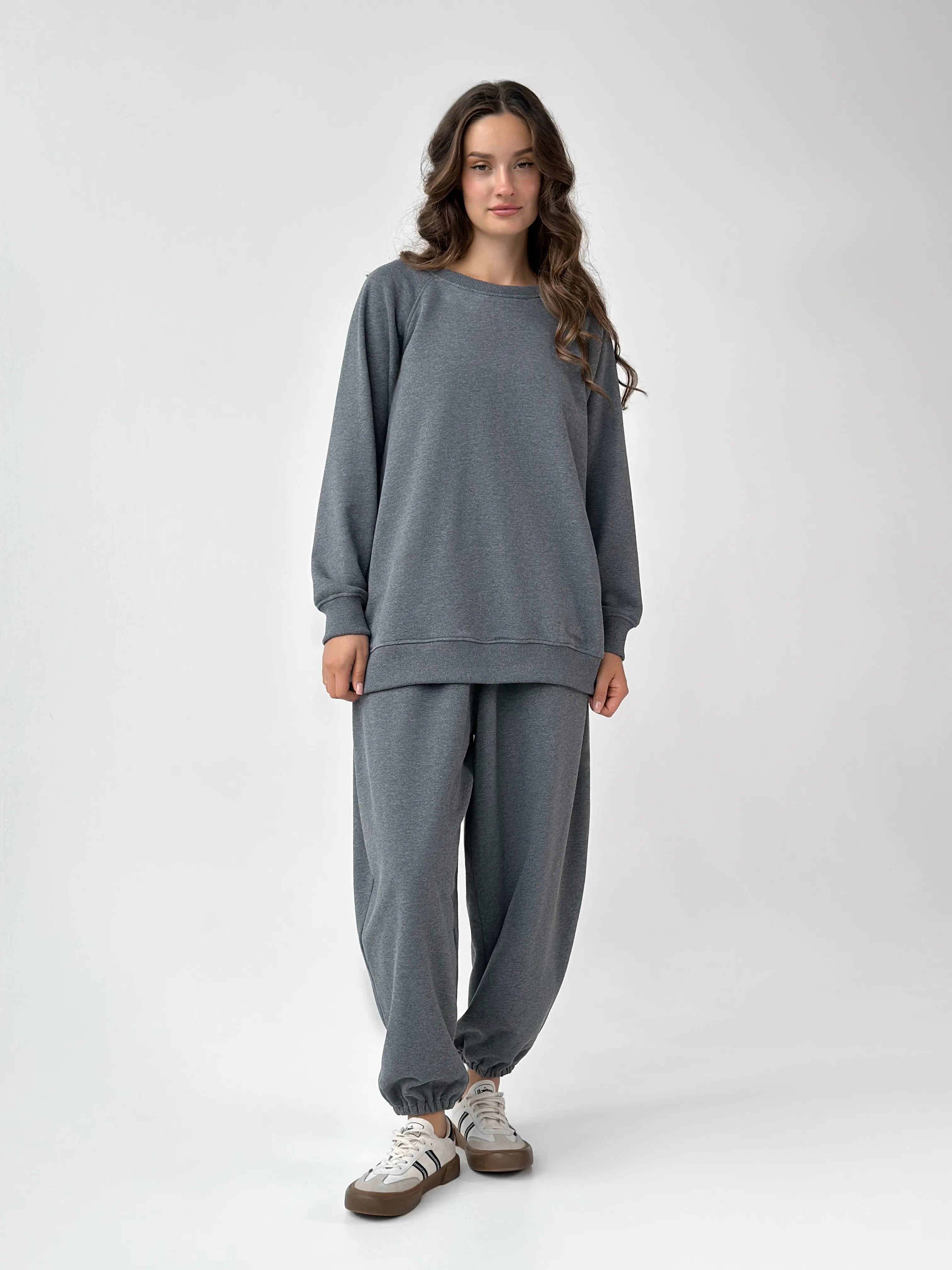 Cotton Pants knitwear 3-thread graphite