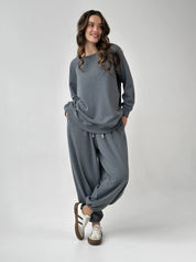 Cotton Sweatshirt knitwear 3-thread graphite