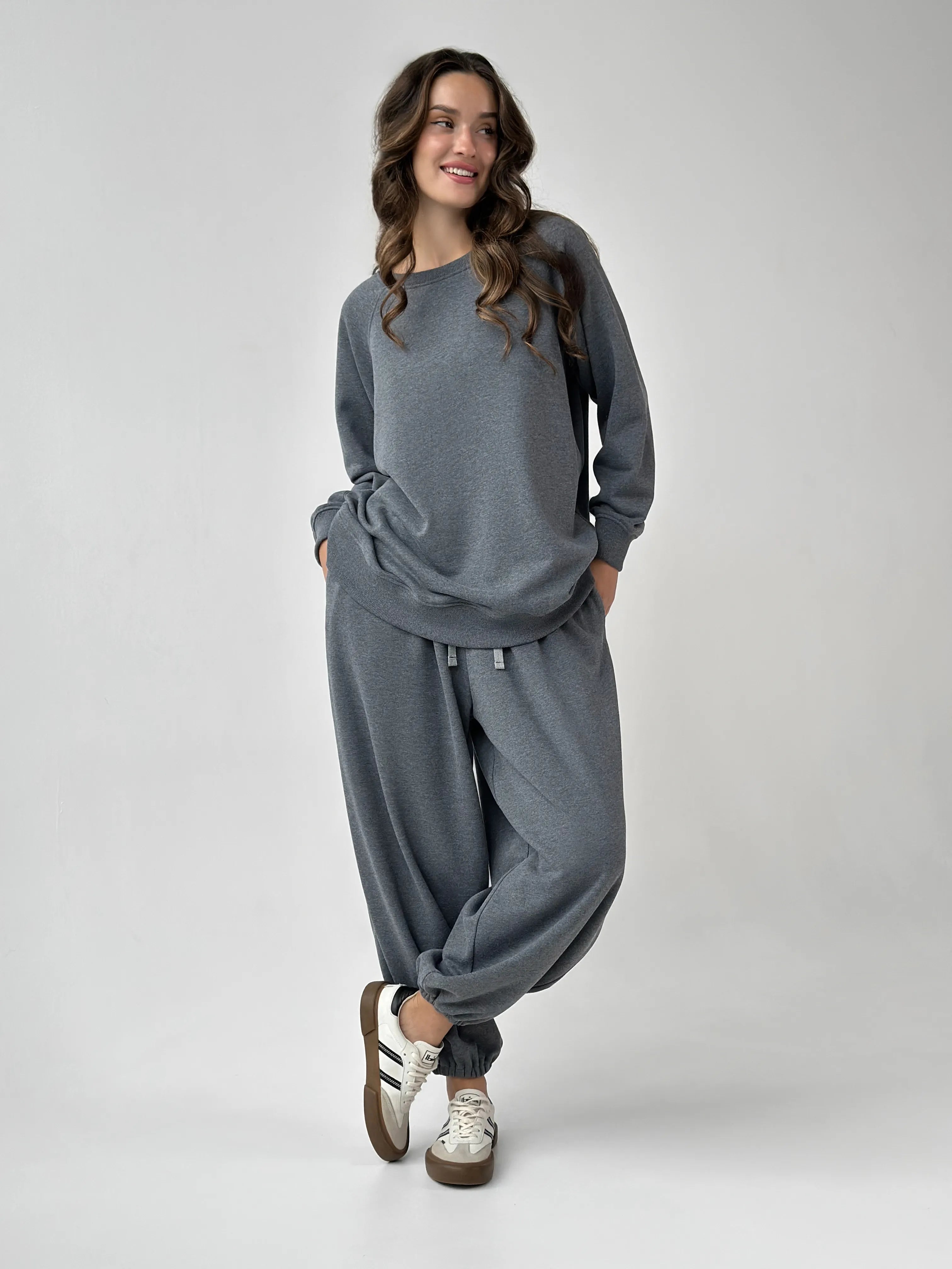 Cotton Sweatshirt knitwear 3-thread graphite