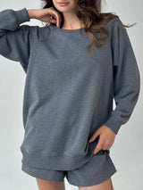 Cotton Sweatshirt knitwear 3-thread graphite