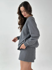 Cotton Sweatshirt knitwear 3-thread graphite