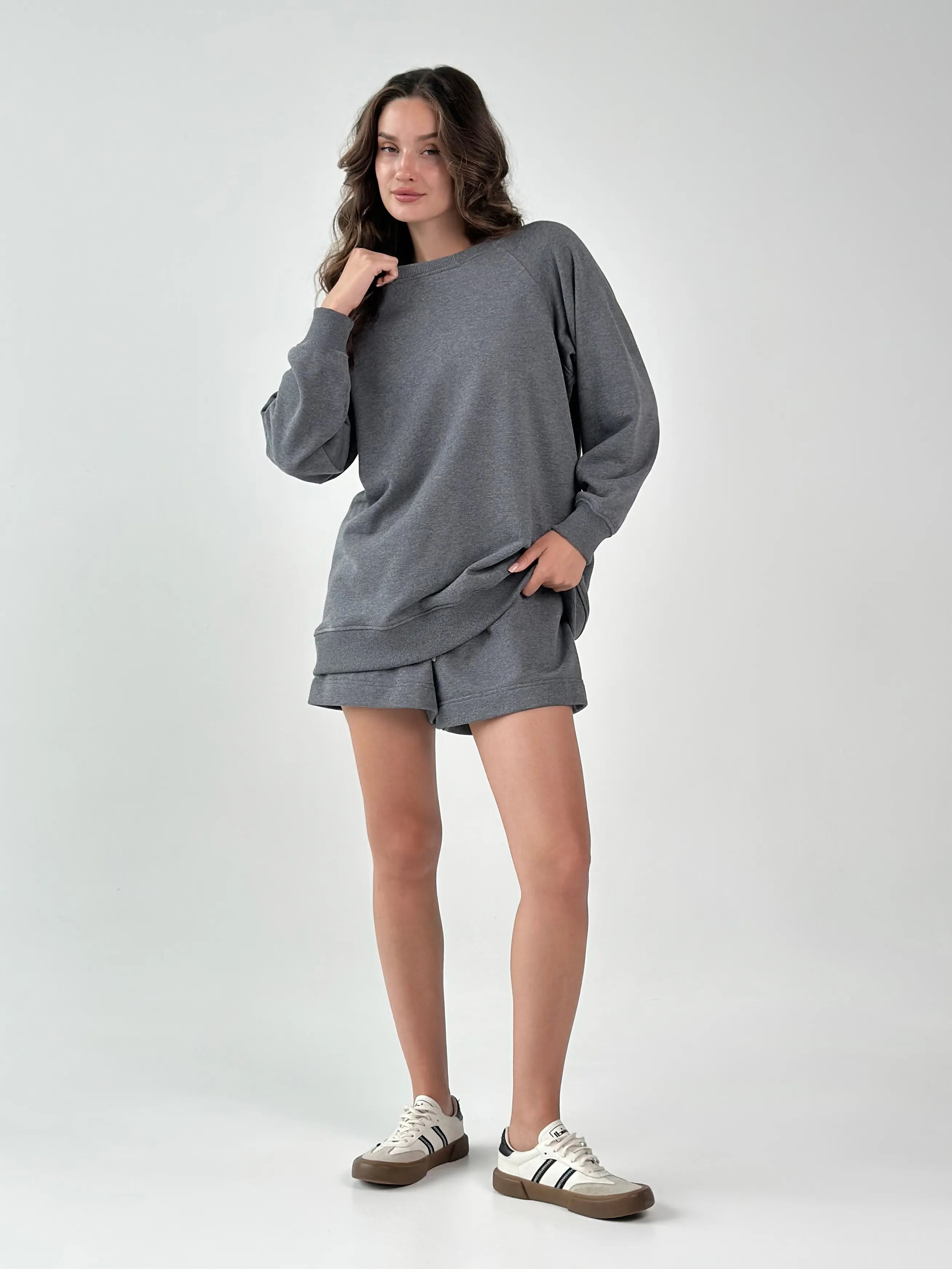 Cotton Shorts knitwear 3-thread graphite