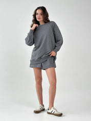 Cotton Sweatshirt knitwear 3-thread graphite