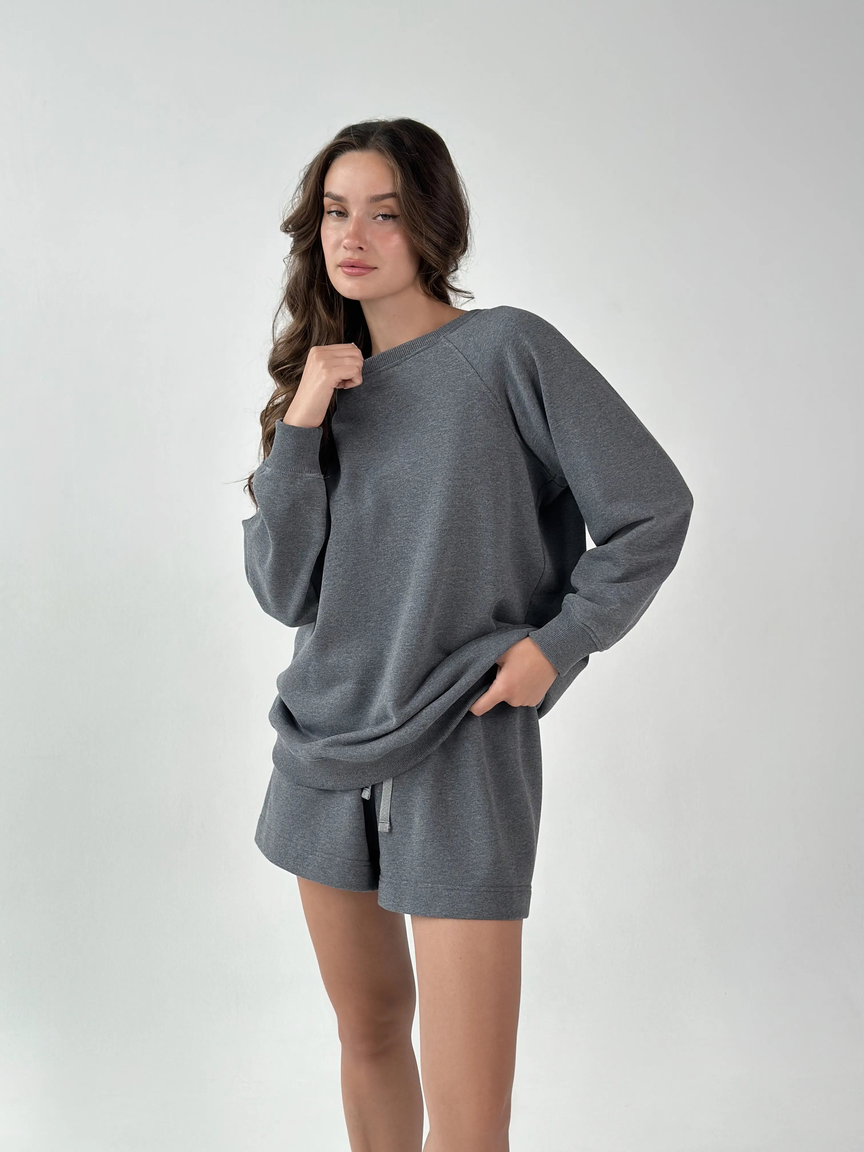 Cotton Shorts knitwear 3-thread graphite