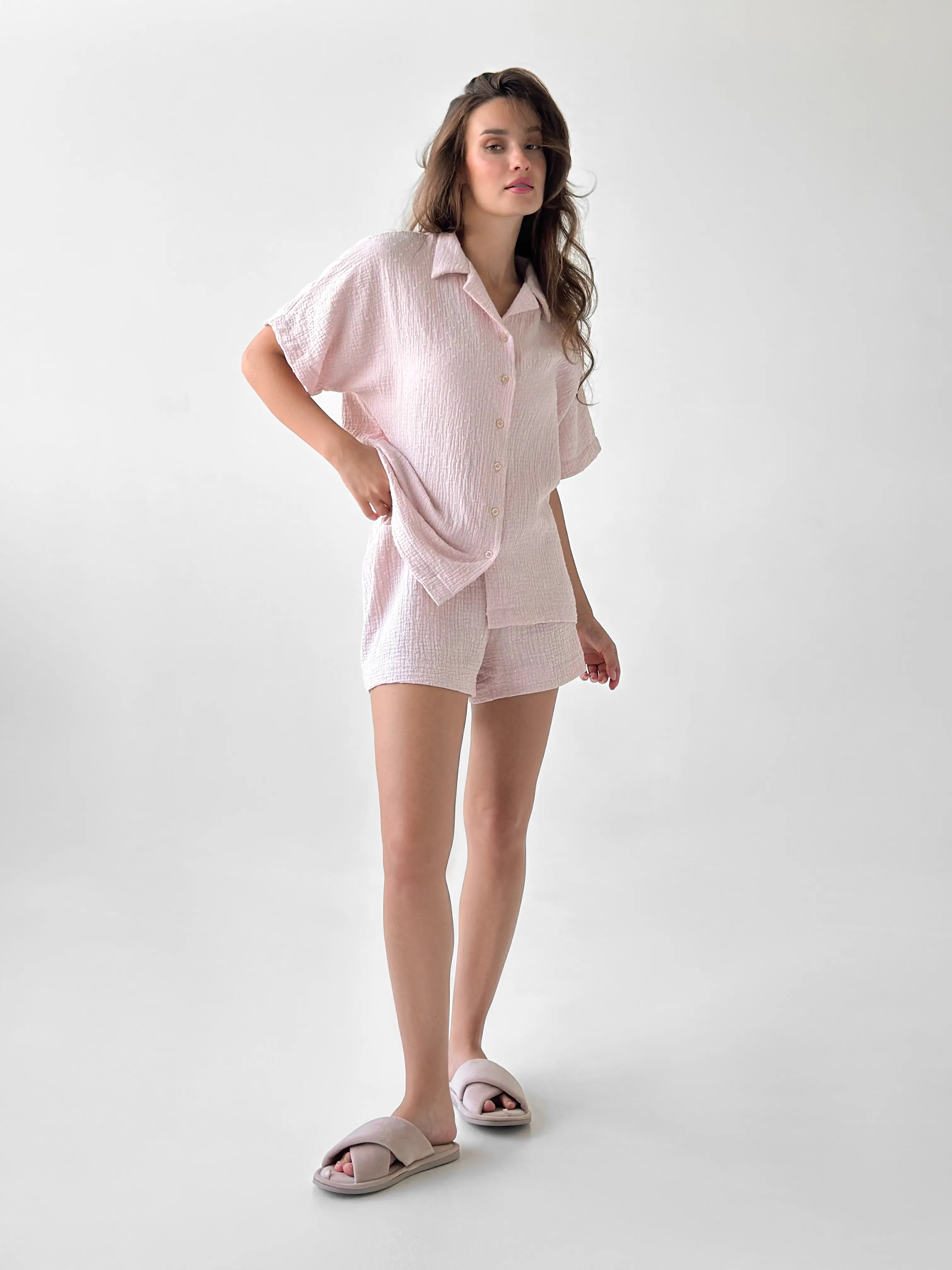 Muslin Suit shirt and shorts powder "fly" 2-sl