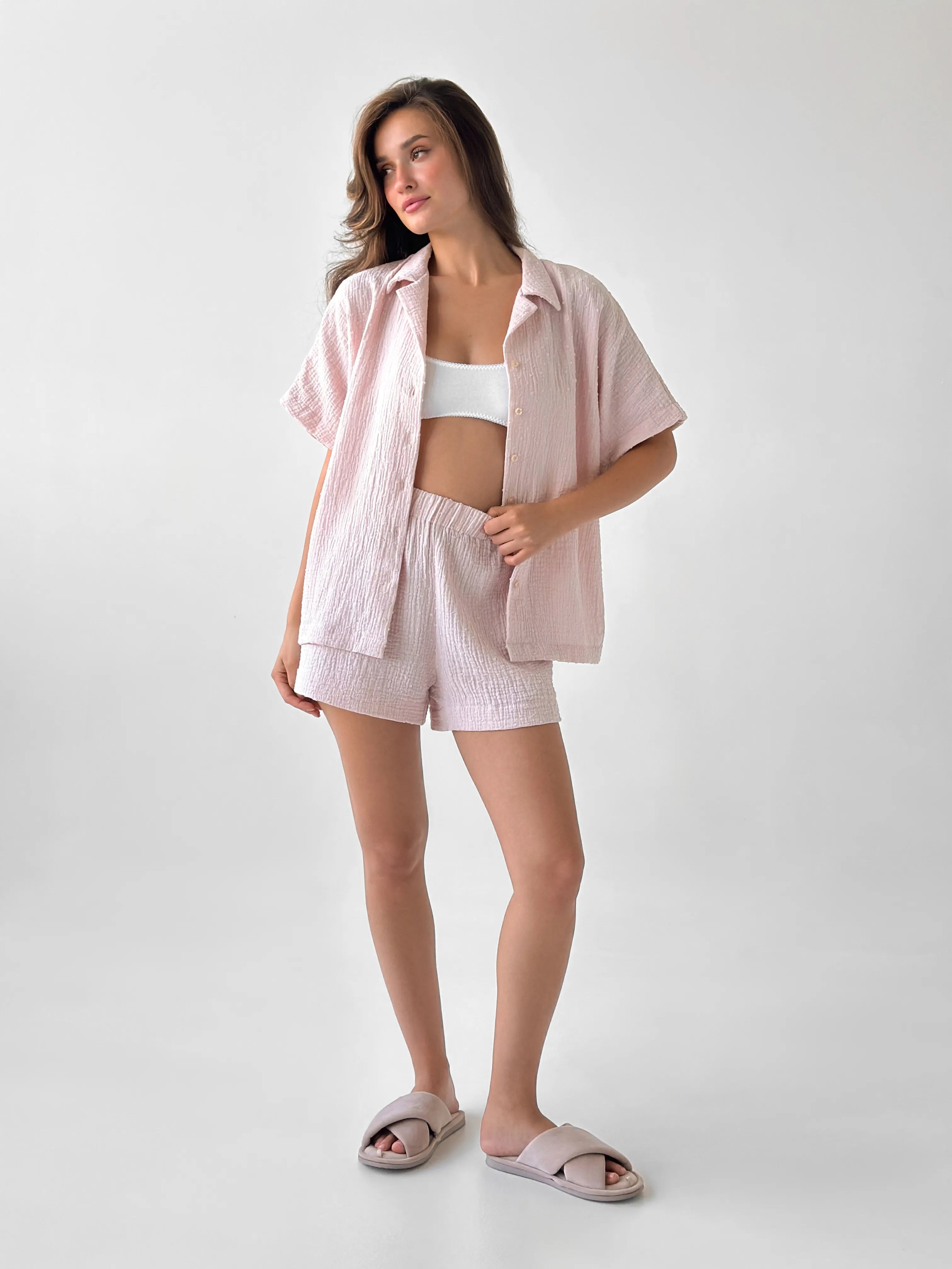 Muslin Suit shirt and shorts powder "fly" 2-sl