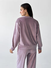 Suit plush pants and purple jacket