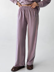 Suit plush pants and purple jacket
