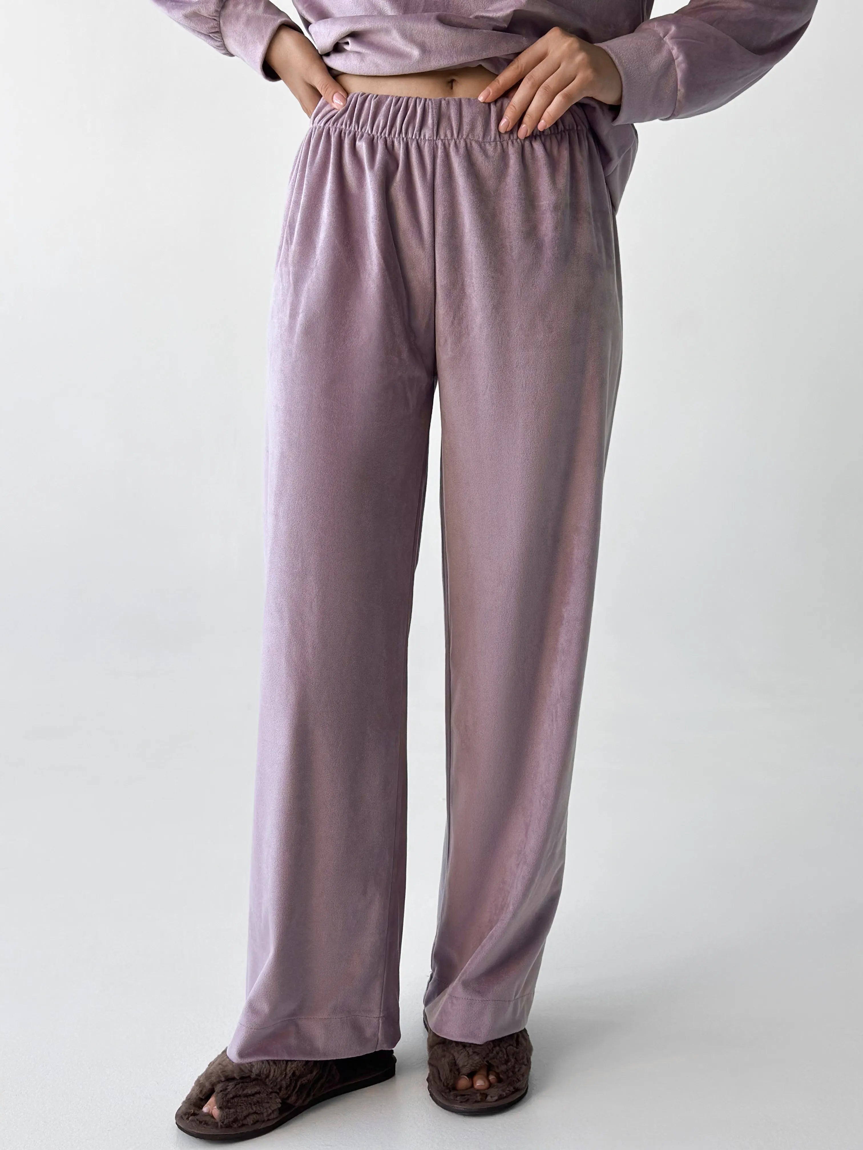 Suit plush pants and purple jacket