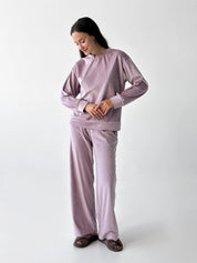 Suit plush pants and purple jacket