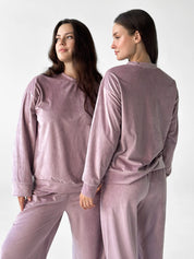 Suit plush pants and purple jacket