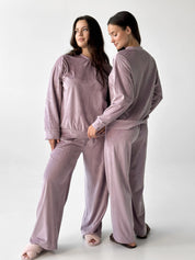 Suit plush pants and purple jacket
