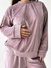 Suit plush pants and purple jacket