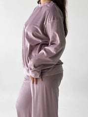 Suit plush pants and purple jacket