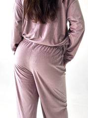 Suit plush pants and purple jacket