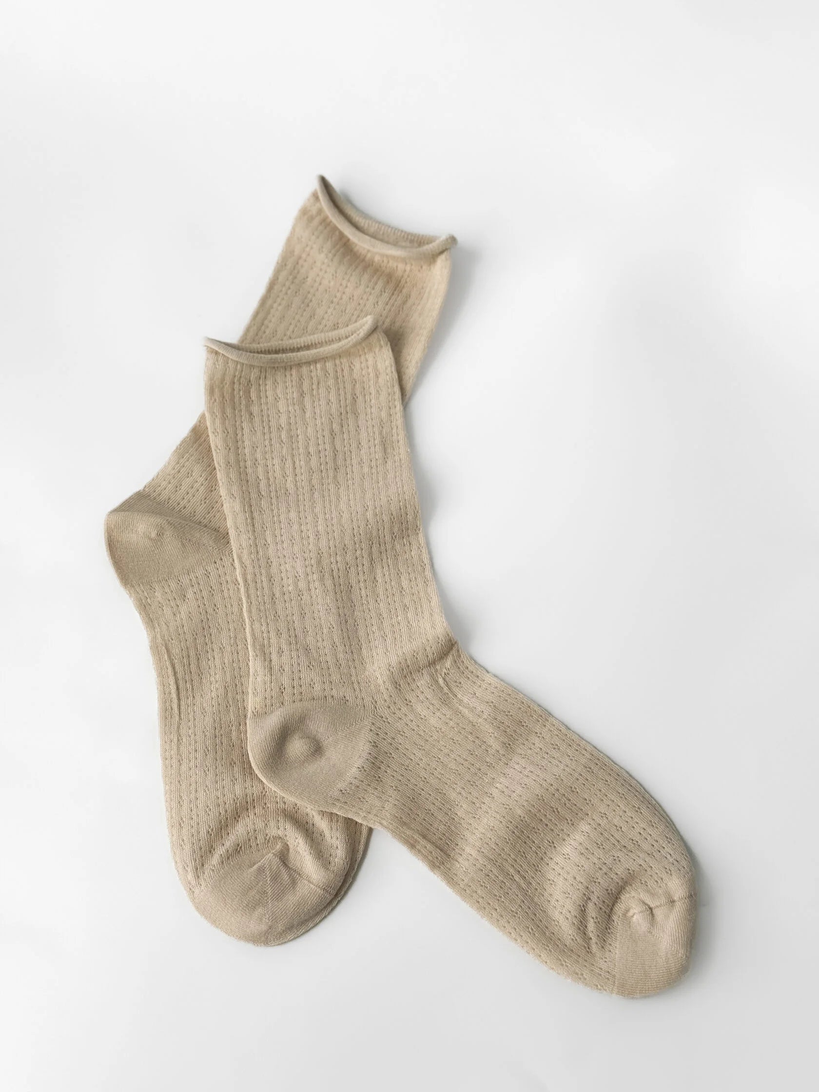 Beige cotton openwork socks