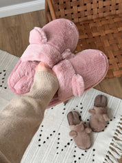 Women's HS fur slippers with ears pink