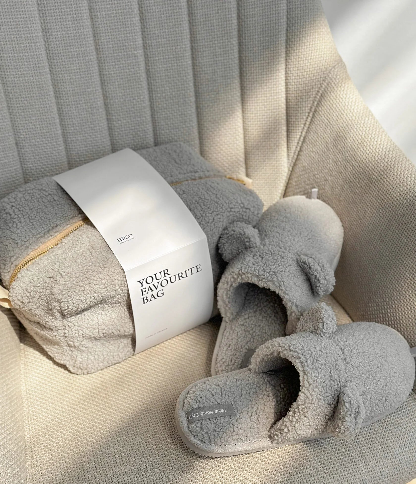 Women's HS fur slippers TEDDI grey