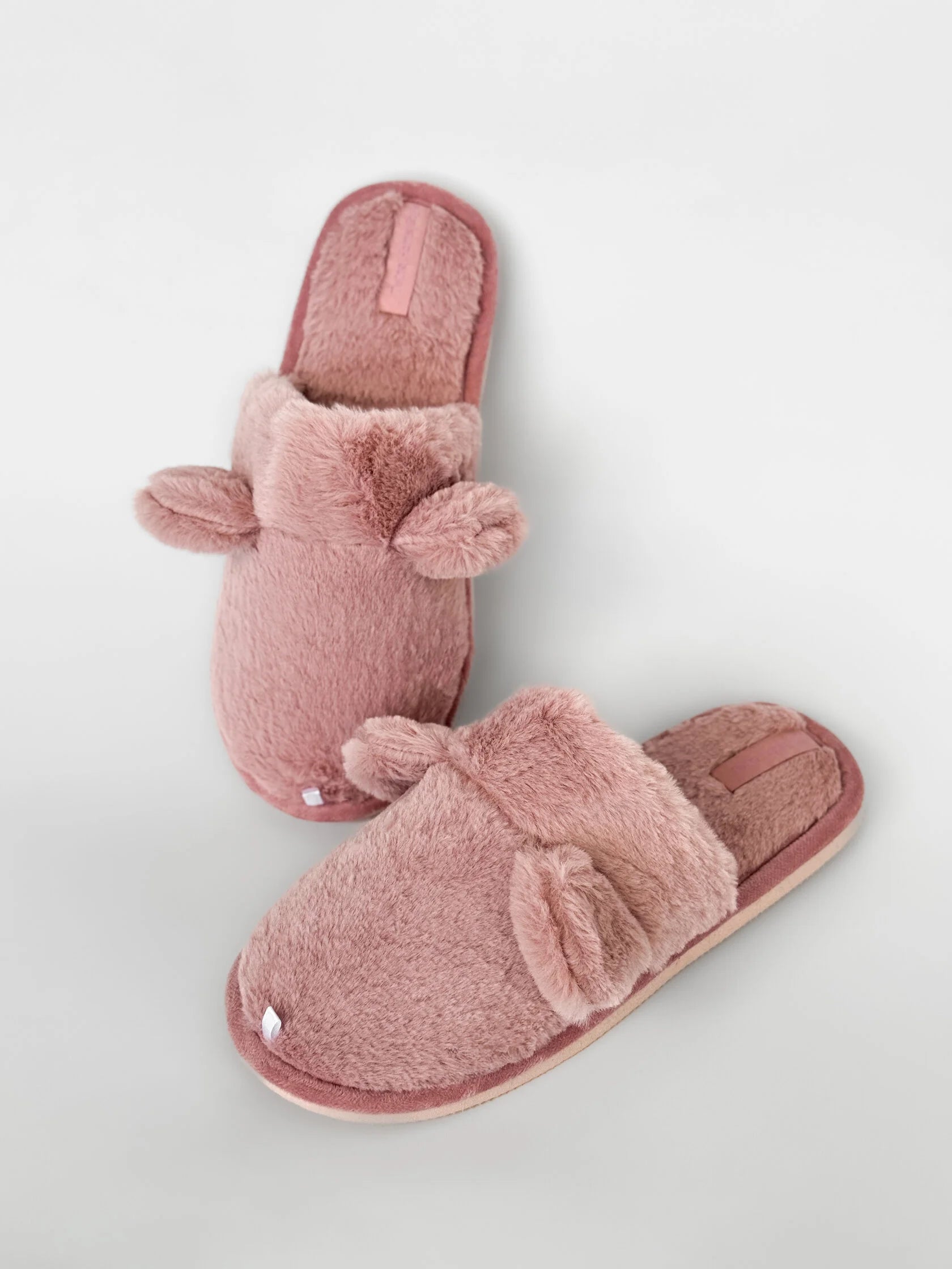 Women's HS fur slippers with ears pink