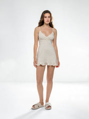 Ribbed sleep dress with a terracotta rose scent