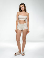Ribbed mini shorts terracotta rose