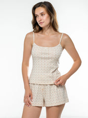 Ribbed shorts with a ruched bodice terracotta rose