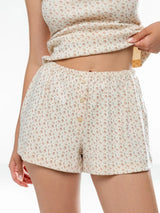 Ribbed shorts with a ruched bodice terracotta rose