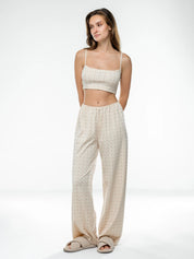 Ribbed wide pants terracotta rose