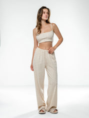 Ribbed wide pants terracotta rose