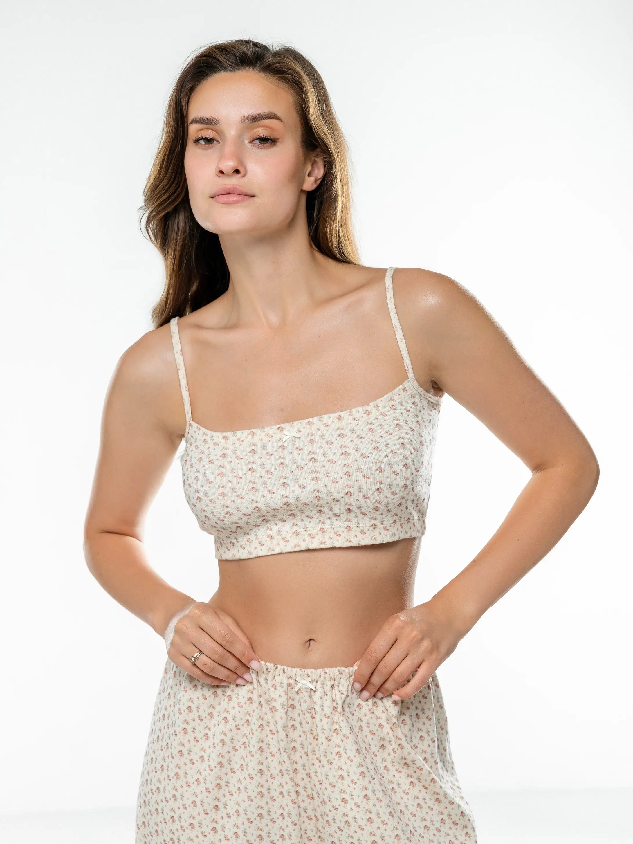 Ribbed wide pants terracotta rose