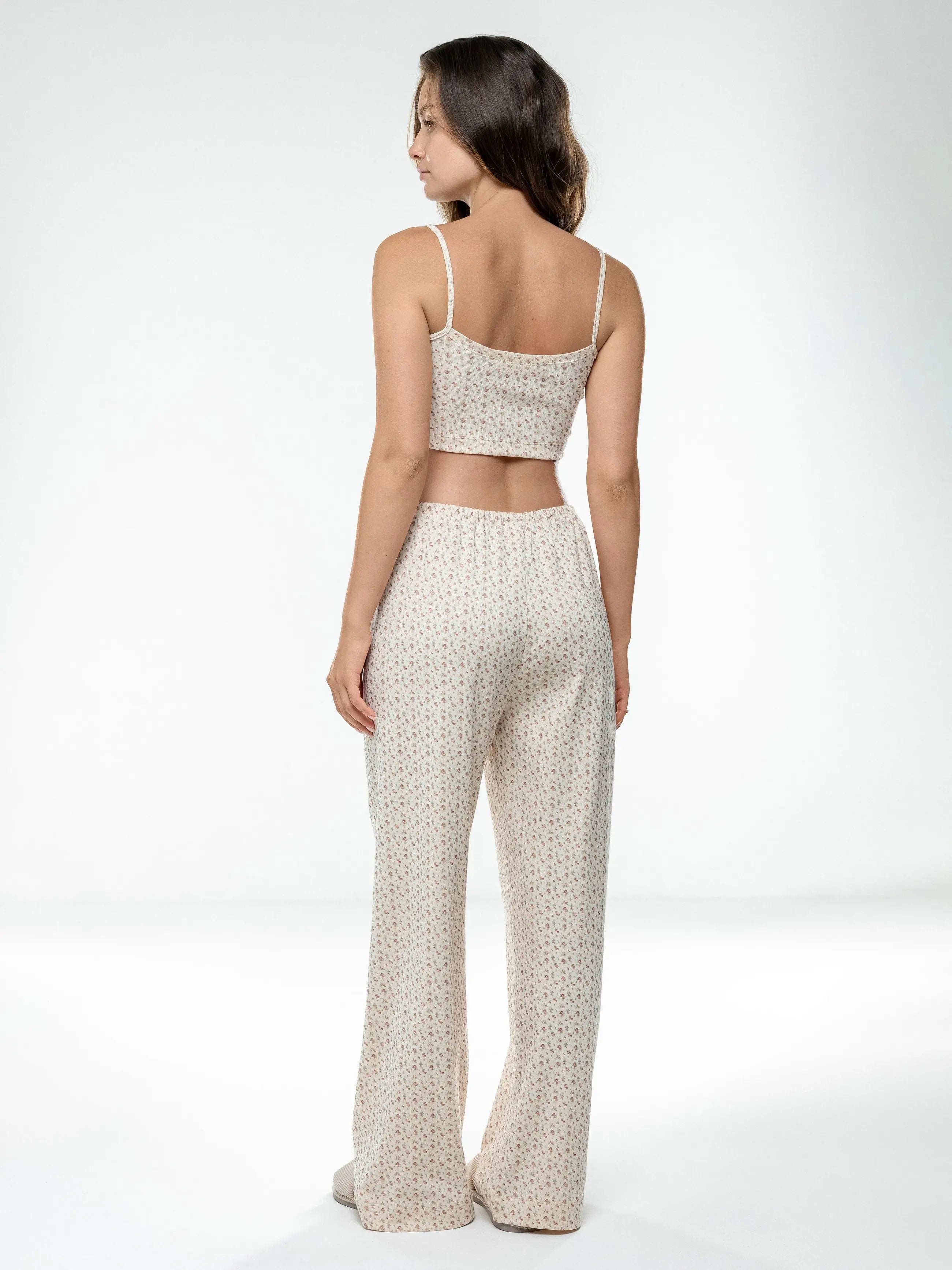 Ribbed strappy top terracotta rose