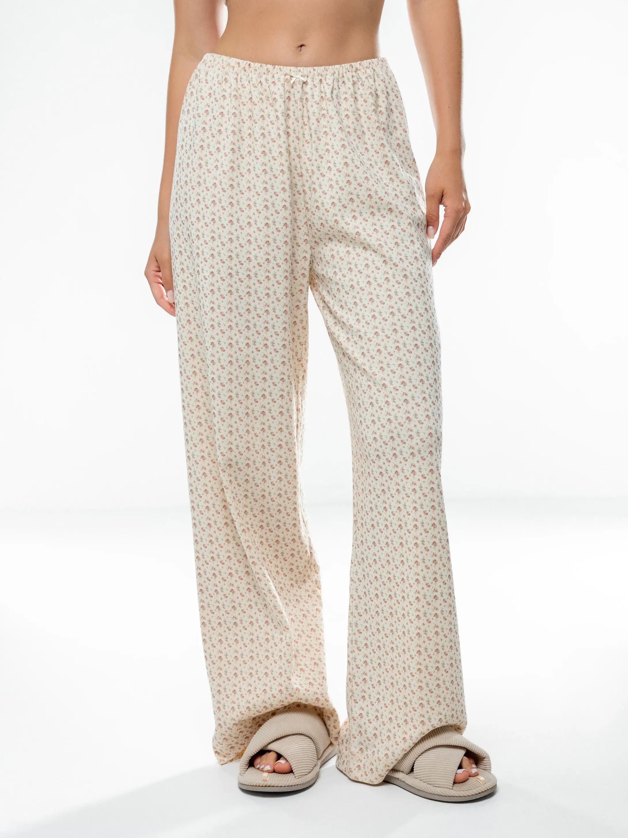 Ribbed wide pants terracotta rose