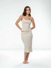 Ribbed midi skirt terracotta rose