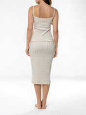 Ribbed midi skirt terracotta rose
