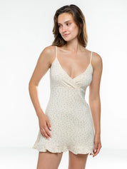 Ribbed sleep dress with a pink flower scent